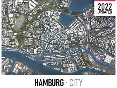 Hamburg Low-poly 3D model