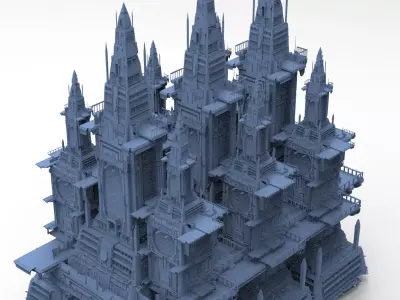 Sci Fi City Block advanced Pyramid Tower complex 3D model