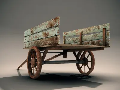 Mule Cart Low-poly 3D model