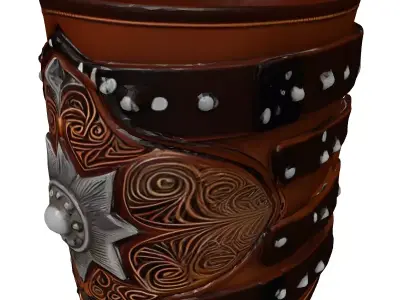 Ornate Leather Bracer Arm Guard 3D model