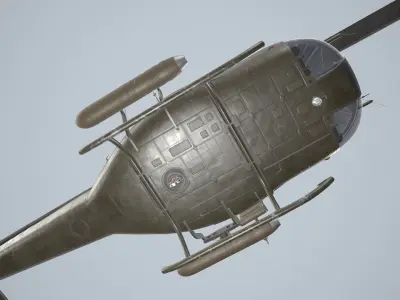 Bell UH-1B US Army Basic Animation Low-poly 3D model