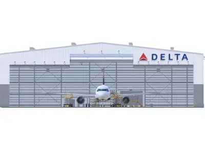 Delta Airlines Maintenance Hangar A321Neo Low-poly 3D model