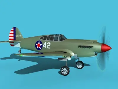 Curtiss P-40B Warhawk V01 USAAF 3D model