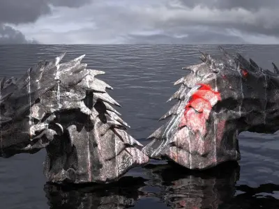 Great Wyvern Arthurian Dragon Scull mirrored  3D model