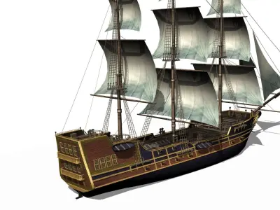 Galleon Low-poly 3D model