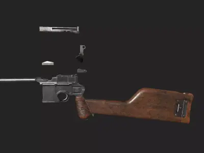 Mauser C96 Low-poly 3D model