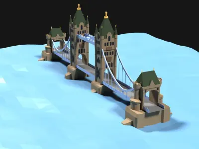 Lowpoly Tower Bridge Low-poly 3D model