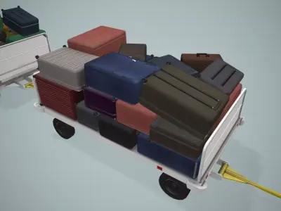 Airport Baggage Carts Loaded --441-- Low-poly 3D model