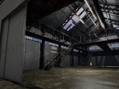 WWIIHangar Low-poly 3D model