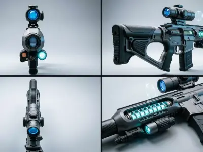 SciFi Railgun Assault Rifle Low-poly 3D model