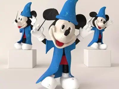 mikkey-3d three mickey mouse figurines dressed as wizards Low-poly 3D model