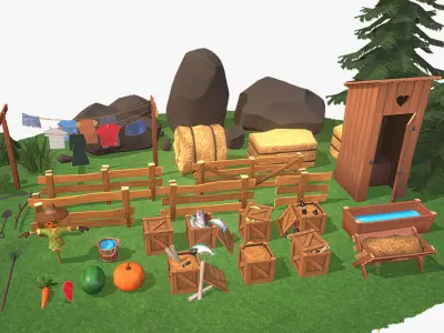 Cartoon Farm Assetpack Low-poly 3D model