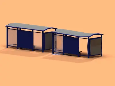 Post Apocalyptic Bus Stop Low-poly 3D model