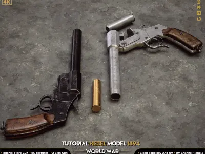 Flare Gun Hebel Model 1894 World War Low-poly 3D model