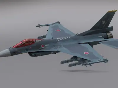 F2 Fighter Jet Low-poly 3D model