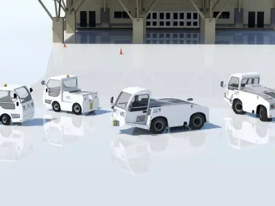 Medium Pushback Tractor Static Low Poly  Low-poly 3D model