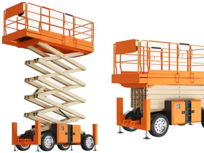 Detailed Scissor Lift Opened And Closed 3D model