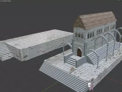 Cathedral Gothic Style compatible with any temporal era Low-poly 3D model