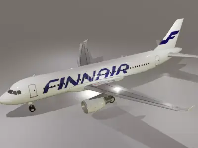 Finnair airbus a320-214 low poly 3d model  Low-poly 3D model