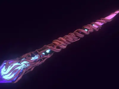 Crystal magic wand Low-poly 3D model