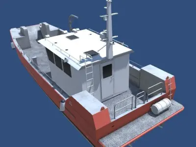 Workboat vessel Low-poly 3D model