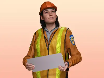 Female Construction Worker Character Model Free 3D model