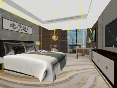 Modern Luxury Hotel Room Design 3D model