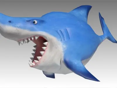 Shark Toon Animated Low-poly 3D model