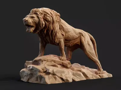 Paper Lion PBR model Low-poly 3D model