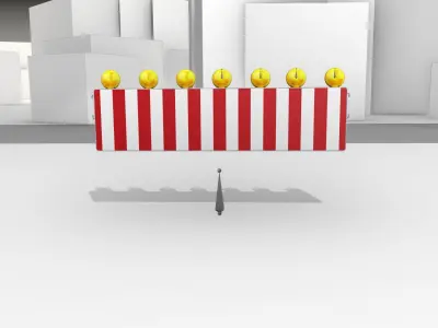 Construction Barrier 6 with animated lights 600-38 500x2000mm Low-poly 3D model