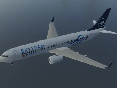 Delta airlines skyteam boeing 737-800 Low-poly 3D model