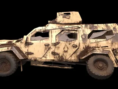 damaged Terradyne Gurkha lapv Free low-poly 3D model