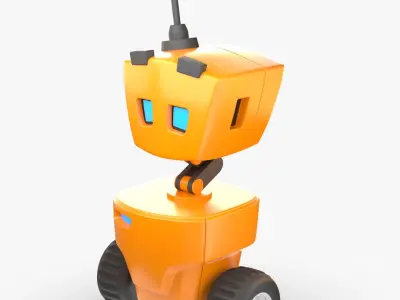 Cute Stylized Cartoon Robot Orange 3D model