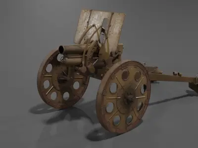 Type 92 Battalion Gun Light Howitzer Low-poly 3D model