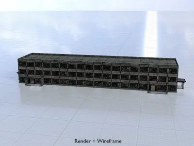 Old military barrack version 1 ruin 13 Low-poly 3D model