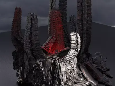 Alien Spine Tower City 6 Kitbash 3D model