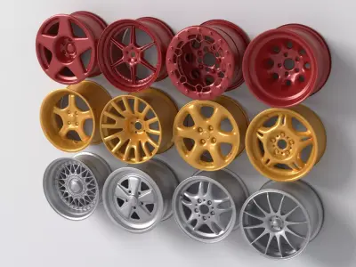 Custom Car Wheel Rims Modern Sport Automotive Alloy Pack 3D model