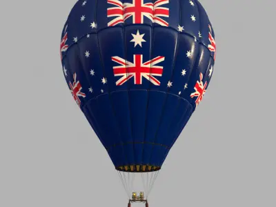 AustralianFlag-Parachute hot air balloon with australian flag 3D model