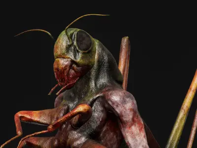 Mutant Grasshopper - Horror Insects Collection Low-poly 3D model