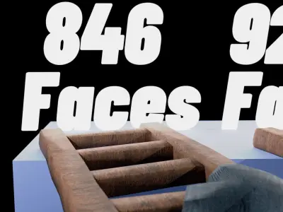 simple wooden ladder baked textures Free low-poly 3D model