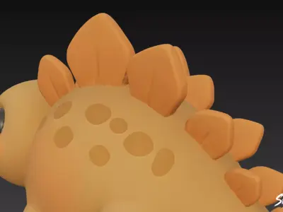 Cartoon Plush Stegosaurus Low-poly 3D model