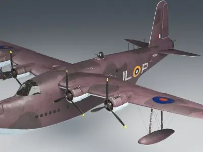 Short Sunderland  Low-poly 3D model