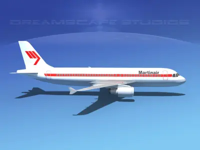 Airbus A320 LP Martinair Low-poly 3D model