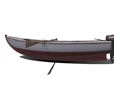 Old Wooden Motorboat Low-poly PBR Low-poly 3D model