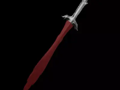 Red Blade Fantasy Sword 3D model