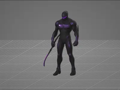 Stealth Supervillain Character Game Ready GLB Model 3D Low-poly 3D model