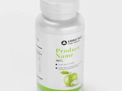  High-Quality 3D Supplement Bottle with Label Model 3D model
