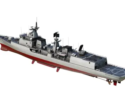 Chinese Navy Type 051C Destroyer PLAN Luzhou-class destroyer Low-poly 3D model