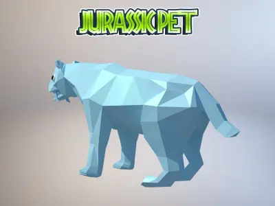 Saber toothed tiger Low-poly 3D model
