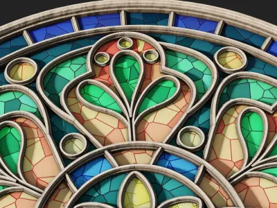 Round Gothic Rose Window 3D Model 3D model